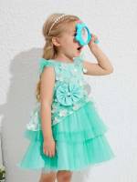  Mint Green Sleeveless Glamorous Toddler Girls Clothing 623