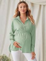 Casual Mint Green Knot Maternity Blouses 2549