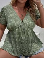  Casual Mint Green Regular Fit Plus Size Blouses 993