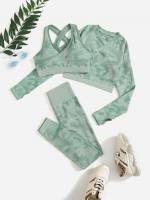  Camo Round Neck Women Active Sets 2554