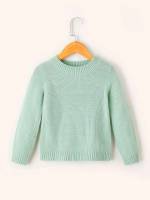 Long Sleeve Regular Plain Toddler Girl Sweaters 3914