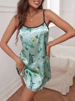 Floral Elegant Spaghetti Strap Women Sleepwear 9100