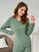  Mint Green Plain Women Sleepwear 2714