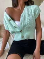 Casual Regular Fit V neck Plain Women Knitwear 1183