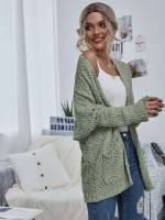 Casual Regular Fit Long Sleeve Mint Green Women Knitwear 451