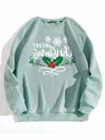 Mint Green Round Neck Casual Women Sweatshirts 257