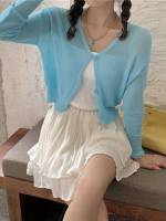 Mint Green Long Sleeve Casual Regular Fit Women Clothing 1287