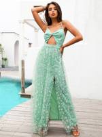 Mint Green Boho Sleeveless Maxi Women Clothing 4535