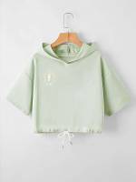  Letter Mint Green Hooded Women Clothing 2696