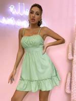 Mint Green Sleeveless Short Regular Fit Women Dresses 660