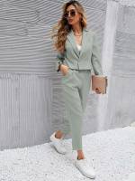 Plain Long Sleeve Lapel Women Suits 5395