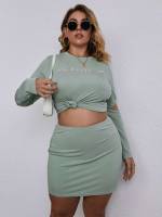 Slim Fit Long Sleeve Cut Out Plus Size Co-Ords 729