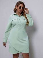 Knee Length Mint Green Regular Fit Plus Size Dresses 6929