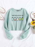  Casual Round Neck Mint Green Women Plus Clothing 7897