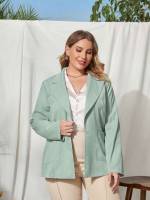 Regular Plain Elegant Long Sleeve Plus Size Suits 337