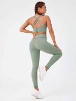  Mint Green Plain Women Sports Sets 3288