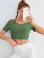  Round Neck Mint Green Women Activewear 9075