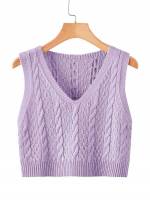 Regular Fit Plain Women Sweater Vests 856