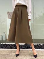 Elegant Mocha Brown Pleated Women Skirts 29