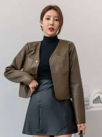 Button Front Casual Long Sleeve Women Outerwear 807