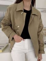 Long Sleeve Casual Regular Collar Women Trench Coats 4875