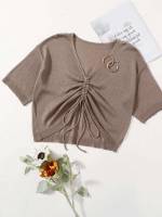 Half Sleeve Casual Crop Women Knitwear 103