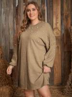 Long Sleeve Plain Regular Fit Plus Size Knitwear 2181