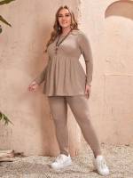  Long Sleeve Plain Women Plus Clothing 209