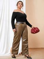 Long Regular Fit Elegant Plus Size Bottoms 580