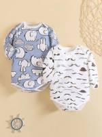  Long Sleeve Cartoon Button Baby  Mom 2770