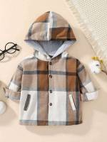 Regular Button Front Hooded Casual Baby  Mom 7276