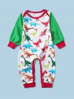 Long Sleeve Round Neck Multicolor Baby Jumpsuits 1225