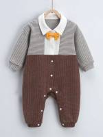 Long Collar Button Multicolor Baby Jumpsuits 9666