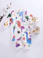 All Over Print Casual Long Baseball Collar Baby  Mom 698