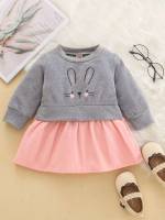 Cute Ruffle Hem Cartoon Baby  Mom 370