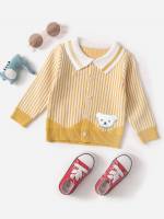 Regular Fit Cartoon Long Sleeve Button Front Baby Knitwear 1821