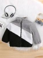 Regular Fit Zipper Colorblock Long Sleeve Baby Clothing 5606