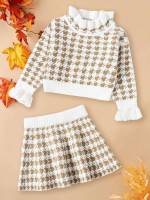  Houndstooth Cute Stand Collar Baby  Mom 8781