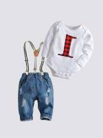 Letter Casual Multicolor Round Neck Baby  Mom 9931