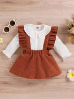 Colorblock Long Sleeve Ruffle Baby Clothing 5999