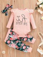 Floral Long Sleeve Round Neck Multicolor Baby  Mom 7961