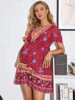 Short Multicolor Boho Maternity Dresses 828