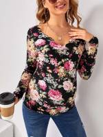 Floral Casual Slim Fit Long Sleeve Maternity Tops 1494