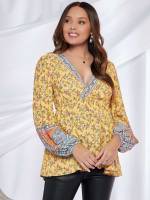 Long Sleeve V neck Boho Regular Fit Maternity Tops 6735