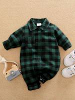 Collar Gingham Multicolor Casual Baby Clothing 6892