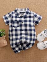 Collar Multicolor Short Sleeve Baby Clothing 7732