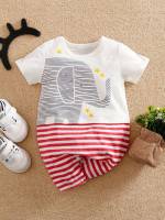 Short Sleeve Cartoon Multicolor Baby  Mom 887