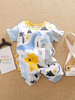 Round Neck Button Baby Onesies 8507