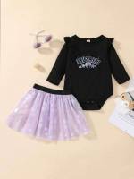 Letter Round Neck Casual Multicolor Baby Clothing 1442