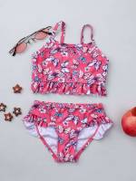 Ruffle Spaghetti Strap Butterfly Baby Swimwear 4134